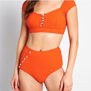 ModCloth Sissone Two Piece Top & Bottoms Bikini Set in Orange Size 1X